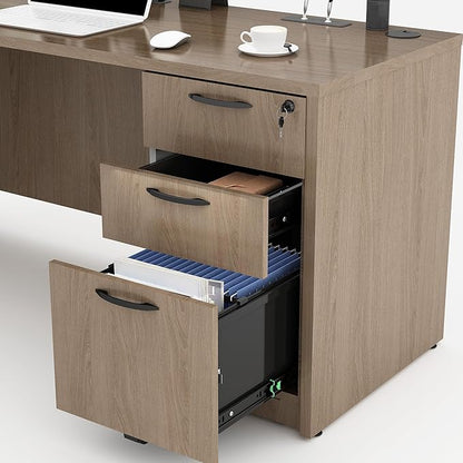 GINO Collection, 67" W L Shape Executive Office Desk with Two File Cabint - Right Return (Lime)
