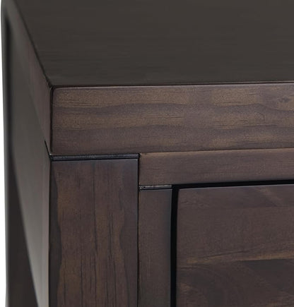 SIMPLIHOME Hollander Desk - 60-Inch Wide Solid Wood Writing Desk in Warm Walnut Brown, Contemporary Home Office Computer Table for Workspace or Study with 2 Drawers and Flip-Down Keyboard Tray