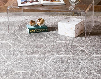 Unique Loom Trellis Frieze Collection Area Rug - Geometric (2' 2" x 3' 1" Rectangle Light Gray/Ivory)