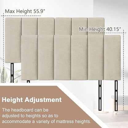 HAOBO Home Upholstered Headboards Foldable Queen/Full Linen Panels with Height Adjustments