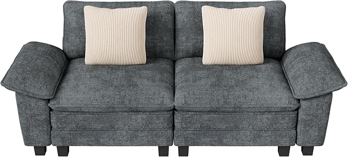 87" Cloud Modular Sectional Loveseat, 2-Seater w/Deep Seat & Removable Arms, Plush Chenille for Small Living Room & Apartment - Cyan