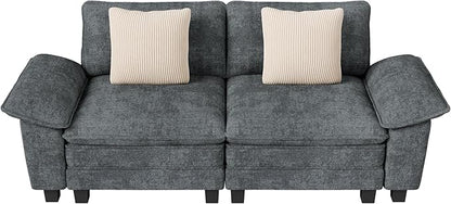87" Cloud Modular Sectional Loveseat, 2-Seater w/Deep Seat & Removable Arms, Plush Chenille for Small Living Room & Apartment - Cyan