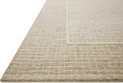 Loloi Chris Loves Julia Briggs Collection, Wheat & Ivory, 5'-0" x 7'-6" Area Rug – Minimal Gritted Design Area Rugs for Living Room Bedroom Entryway & Hallway No Shed High Traffic Home Decor Rug