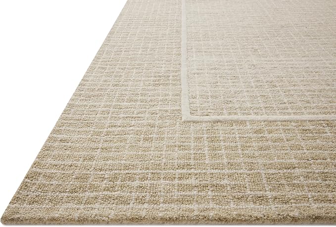 Loloi Chris Loves Julia Briggs Collection, Wheat & Ivory, 2'-3" x 3'-9" Accent Rug – Minimal Gritted Design Area Rugs for Living Room Bedroom Entryway & Hallway No Shed High Traffic Home Decor Rug