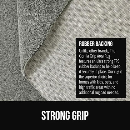 GORILLA GRIP Slip Resistant Soft Washable Stain Resistant Area Rug, Plush Thick Carpet for Nursery, Bedroom, Living Room, Non-Shedding Floor Rugs, Kid and Pet Friendly, Baby Home Decor, 4x6, Gray