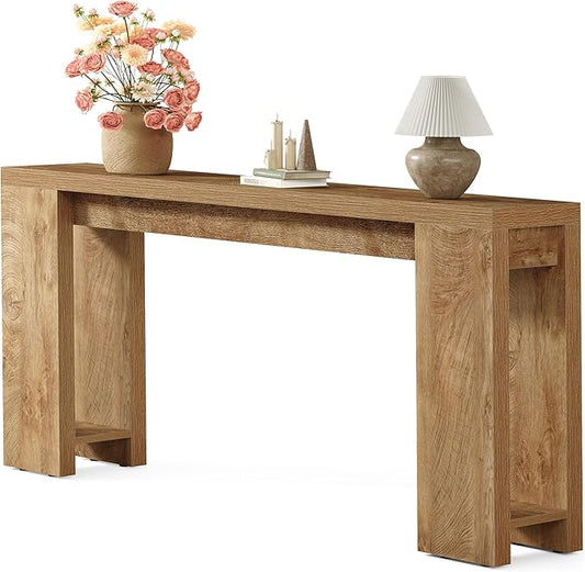 Little Tree 70.9-Inch Long Console Table, Narrow Sofa Table Behind The Couch, Farmhouse Console Table for Living Room, Entryway, Hallway