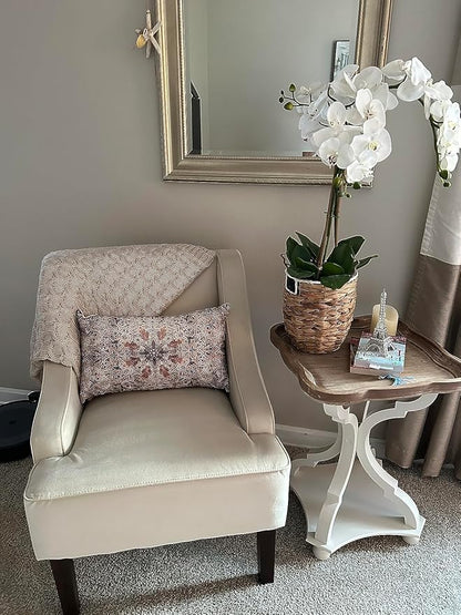 Mid Century Modern Accent Chair Wingback Living Room Chair Comfy Upholstered Scooped Armchair Fabric Side Chair with Wood Legs for Small Space, Bedroom, Apartment, Office, Waiting Room (Light Gray)