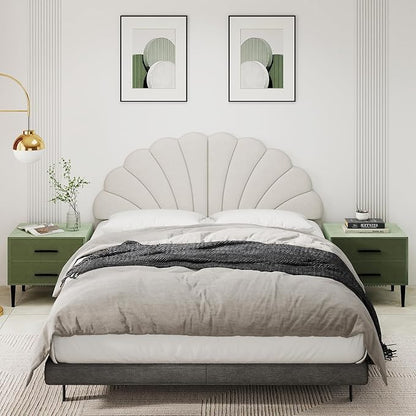 Queen Size Headboard Only, Petal Wall Mount Headboard Queen/Full Size for Adjustable Bed Velvet Upholstered Head Board Easy Assembly, Cream