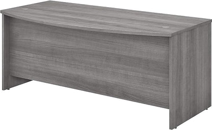 Bush Business Furniture Studio C 72W x 36D Bow Front Desk in Platinum Gray