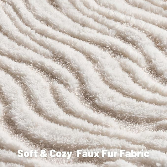 FUTEI White Decorative Throw Pillow Covers 22x22 Inch Set of 2,Soft Faux Fur Geometric Shapes Texture Cushion Case,Boho Home Decor for Couch Bed Living Room