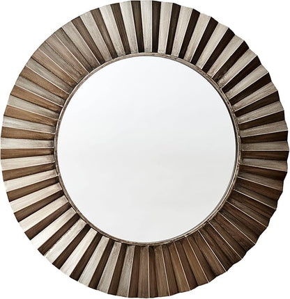 Household Essentials Round Decorative Sunburst Wall Mirror, Bronze