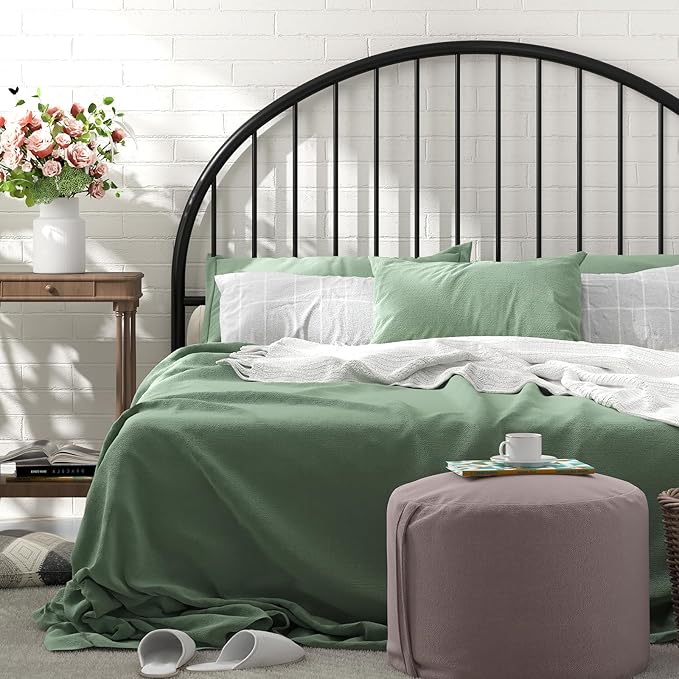Weehom Full Size Headboard Only, Wrought Iron Black Headboard Full, Vintage Metal Headboard with Height Adjustable, Farmhouse HeadBoard