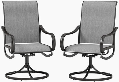 PHI VILLA Patio Swivel Dining Chairs Set of 2, Outdoor Chair with Textilene Mesh Fabric & Black Metal Frame for All Weather Outdoor Lawn Garden Poolside (Gray)