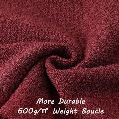 FUTEI Pack of 2 Burgundy Decorative Throw Pillow Covers 20x20 Inch Soft Cozy Solid Boucle Textured Cushion Case,Modern Home Decor for Couch Bed Living Room
