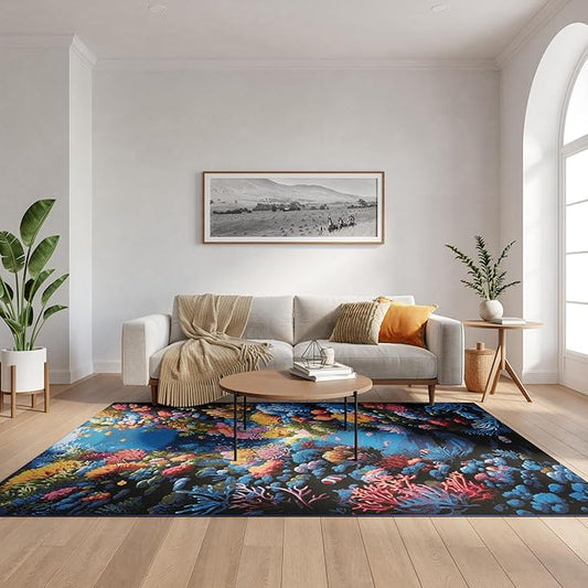 Nourison Home Color Splash Multicolor 4' x 6' Area Rug - Easy Clean, Non Shedding, Bed Room, Living Room, Dining Room, Kitchen (4' x 6')