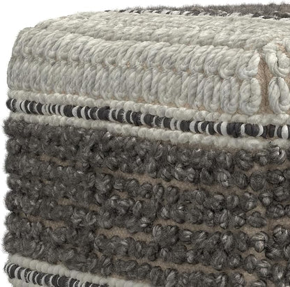 SIMPLIHOME Grady Contemporary Square Pouf in Earth Tone Brown Handloom Woven for the Living Room, Bedroom and Kids Room