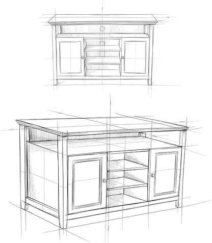 SIMPLIHOME Amherst 54-inch Wide Solid Wood TV Stand in Hickory Brown, Transitional-Style Media Console for Living Room with Adjustable Shelves and Cable Management