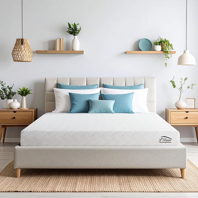 L’Baiet 6 Inch Gel Memory Foam Mattress, Full Size - Bed in a Box - Medium Firm - Breathable Cooling-Gel Comfort Technology - Pressure Relief Comfy Support Soft Fabric Cover - CertiPUR-US Certified