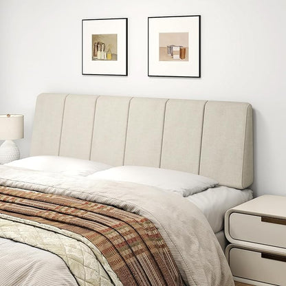 Queen Size Headboard Only-No Assembly, Upholstered Headboard Queen Size Linen Fabric Modern Style Headboards for Adjustable Bed Extra-Thick, Beige