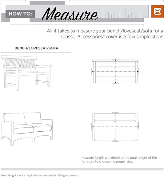 Classic Accessories Terrazzo Water-Resistant 104 Inch Patio Bench/Loveseat Cover, Outdoor Bench Cover