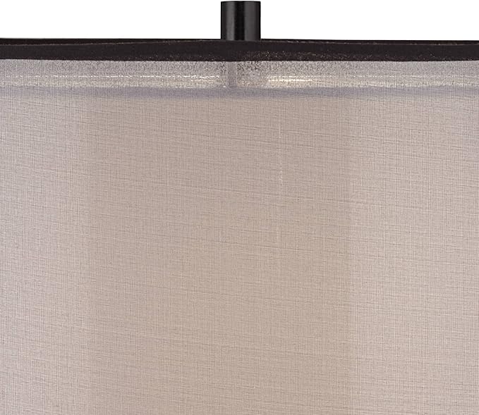 Possini Euro Design Sasha Modern Industrial Table Lamp 31 1/2" Tall Sculptural Black Metal Organza Sheer Outer White Fabric Inner Dum Shade for Bedroom Living Room House Bedside Nightstand Office