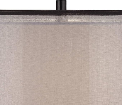 Possini Euro Design Sasha Modern Industrial Table Lamp 31 1/2" Tall Sculptural Black Metal Organza Sheer Outer White Fabric Inner Dum Shade for Bedroom Living Room House Bedside Nightstand Office