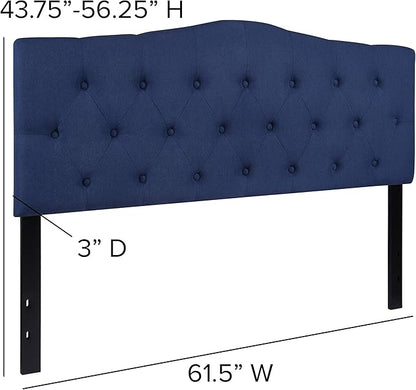 BizChair Tufted Upholstered Queen Size Headboard in Navy Fabric