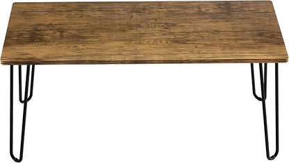 Lavish Home Coffee Table with Hairpin Legs - Modern Industrial Style Home Decor - Woodgrain-Look and Steel Accent Living Room Furniture (Brown)