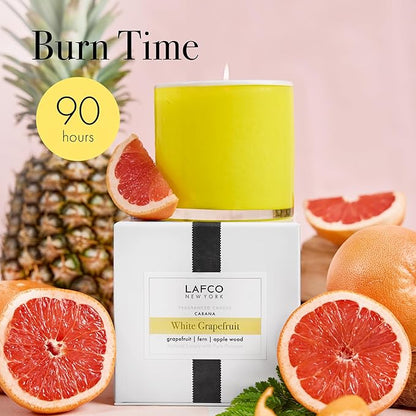 LAFCO New York Signature Candle, White Grapefruit - 15.5 oz - 90-Hour Burn Time - Reusable, Hand Blown Glass Vessel - Made in The USA