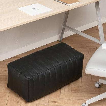 Anji Mountain 100% Handmade & Handcrafted Comfortable Home Décor Pouf Ottoman Footrest for Living Room, Bedroom, Nursery, Kidsroom, Patio Furniture - (22" x 12" x 10" - Black)