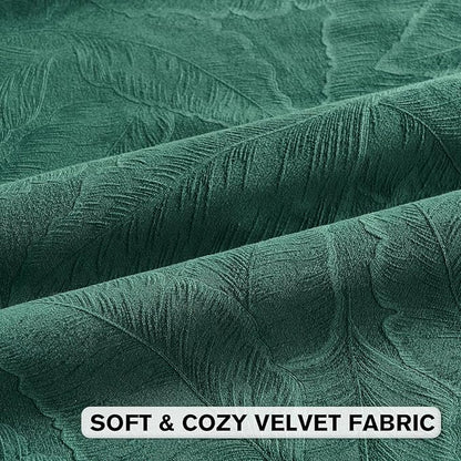FUTEI Christmas Dark Green Velvet Throw Pillow Covers 22x22 Inch Set of 2,Soft Embossed Leaf-Relief Textured Cushion Cases,Natural Home Decor for Couch Living Room