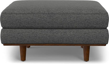 SIMPLIHOME Morrison 33-inch Wide Table Ottoman in Charcoal Grey Woven-Blend Fabric, Multifunctional Footrest, Coffee Table, or Extra Seating for Living Room, Mid-Century Modern Style