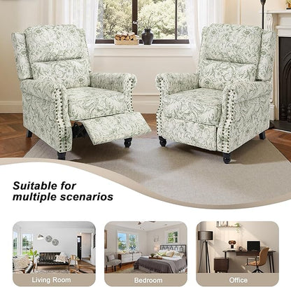 Recliner Chair, Modern Pushback Armchair with Adjustable Backrest & Footrest for Bedroom, Living Room (Rococo Green,Set of 2)