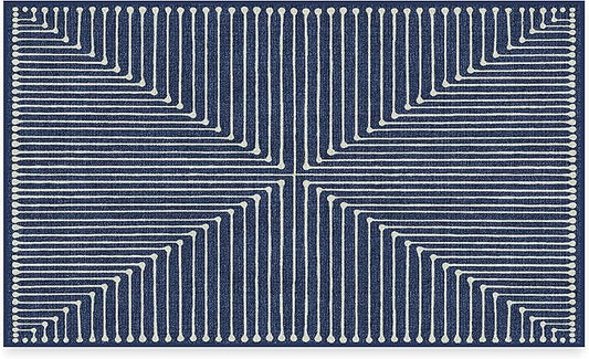 RUGGABLE x Jonathan Adler Machine Washable Modern Area Rug – Inkdrop Lapis Blue 3x5, Stain-Resistant, Non-Slip – Small Rugs for Living Room, Bedroom, Hallway, Entryway & Office–with Cushioned Pad
