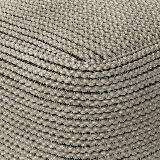 SIMPLIHOME Eastmont Boho Square Pouf in Cream Polystyrene Filling for the Living Room, Bedroom and Kids Room