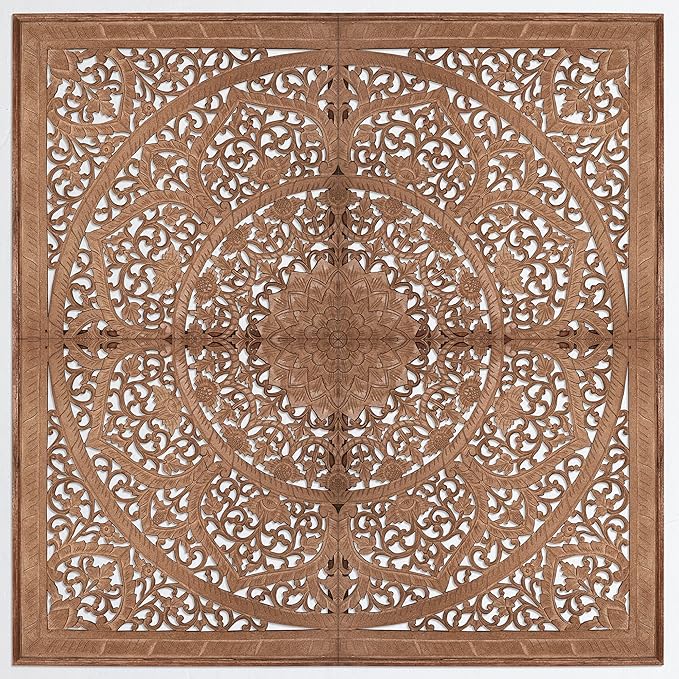 Queen Wood Headboard Rustic | Carved Full Head Board Only | Wooden Wall Art Full Size Bed | Wall Mount Decor King or Queen | Bed Headboard Panels