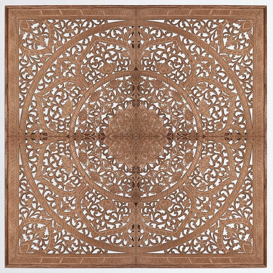 Queen Wood Headboard Rustic | Carved Full Head Board Only | Wooden Wall Art Full Size Bed | Wall Mount Decor King or Queen | Bed Headboard Panels