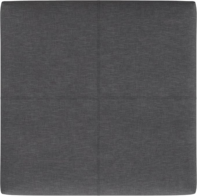 SIMPLIHOME Gabbie 36 inch Wide Contemporary Square Square Coffee Table Storage Ottoman in Slate Grey Polyester Linen, Assembled, for The Living Room, Entryway and Family Room