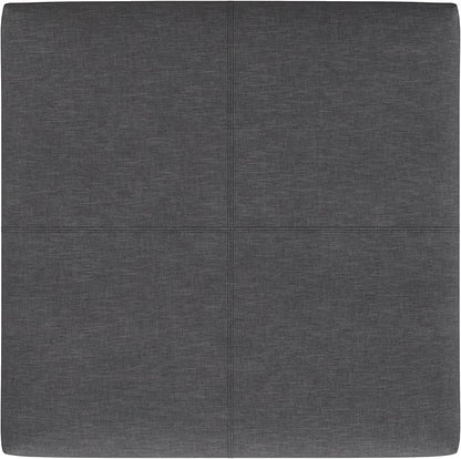 SIMPLIHOME Gabbie 36 inch Wide Contemporary Square Square Coffee Table Storage Ottoman in Slate Grey Polyester Linen, Assembled, for The Living Room, Entryway and Family Room