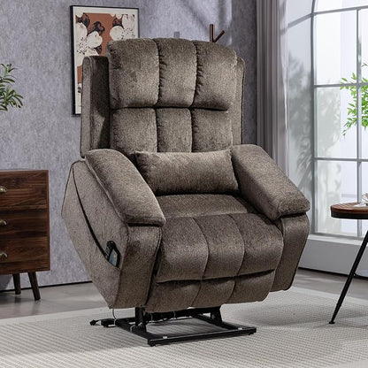 Power Lift Recliner Chairs for Elderly, Infinite Position Lay Flat Recliner with Heat & Massage Side Storage Cup Holder - USB Type C Charging - Dual Motor Lift Chair 400 lbs