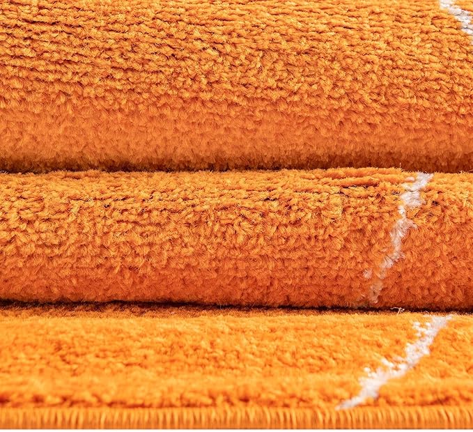 Unique Loom Trellis Frieze Collection Area Rug - Geometric (8' Round, Orange/ Ivory)