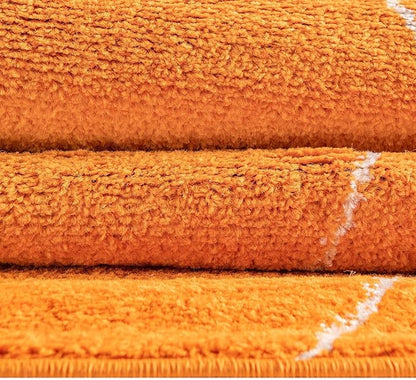 Unique Loom Trellis Frieze Collection Area Rug - Geometric (8' Round, Orange/ Ivory)