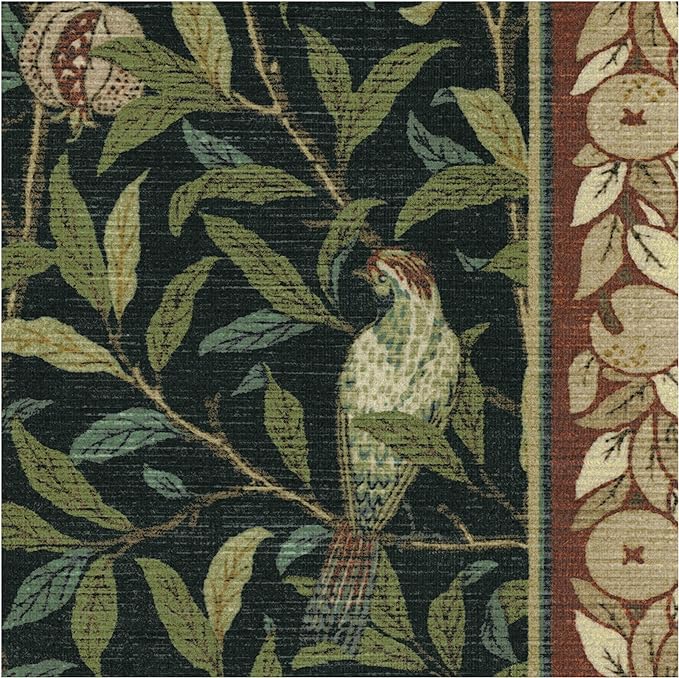 RUGGABLE x Morris & Co Washable Area Rug – Pomegranate Blue Green 5x7, Stain-Resistant, Non-Slip – Medium Machine Washable Rugs for Living Room, Bedroom, Hallway, Entryway & Office–with Cushioned Pad