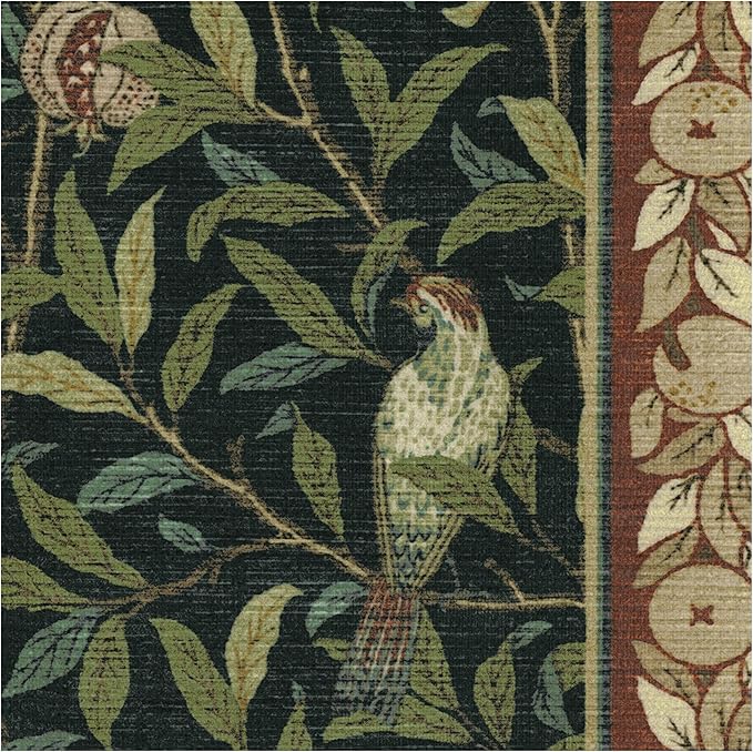 RUGGABLE x Morris & Co Washable Area Rug – Pomegranate Blue Green 6x9, Stain-Resistant, Non-Slip – Medium Machine Washable Rugs for Living Room, Bedroom, Hallway, Entryway & Office–with Cushioned Pad