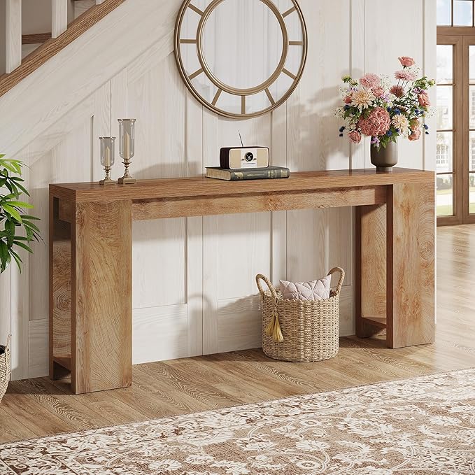 Tribesigns 70.9-Inch Long Console Table, Farmhouse Wooden Entryway Sofa Table Behind Couch, Narrow Entry Console for Living Room, Hallway, Entrance, Foyer