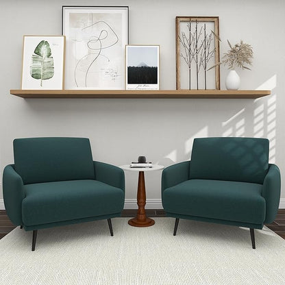 Oversized Accent Chair for Living Room Chairs Reading Arm Chair Comfy Modern Single Sofa Side Chairs with Metal Legs & Soft Cushion for Bedroom, Waiting Room (Velvet Dark Green, Set of 2)