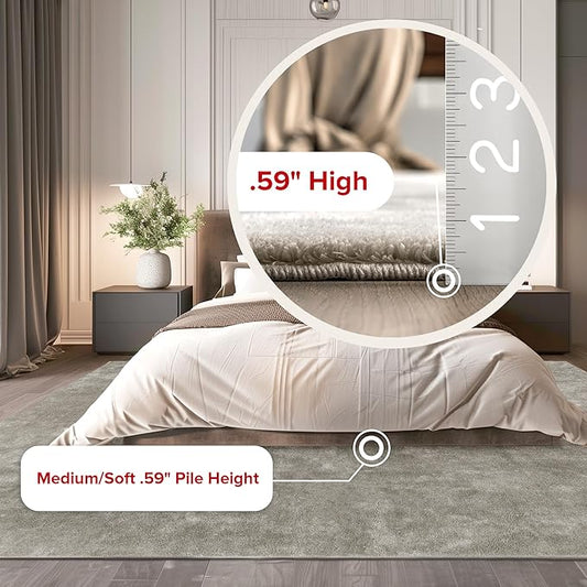 nuLOOM 2' x 6' Cozy Plush Area Rug, Machine Washable, Non-Slip, Soft Fluffy Shag Carpet for Living Room Bedroom Kids Room Nursery Home Decor, Loni Beige