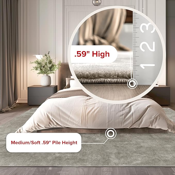 nuLOOM 5' x 8' Cozy Plush SuperiorWash Area Rug, Machine Washable, Non-Slip, Soft Fluffy Shag Carpet for Living Room Bedroom Kids Room Nursery Home Decor, Loni Beige
