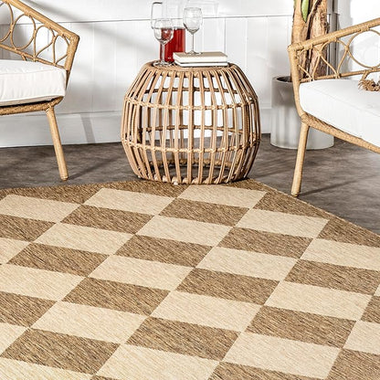 Nuloom Outdoor Performance Collection Sabina Brown/Ivory, 8' Square, Soft and Cozy, High Traffic, Stain Resistant, Easy Clean, Durable Area Rug for Indoor/Outdoor Patio, Deck, Porch, Garden, Courtyard