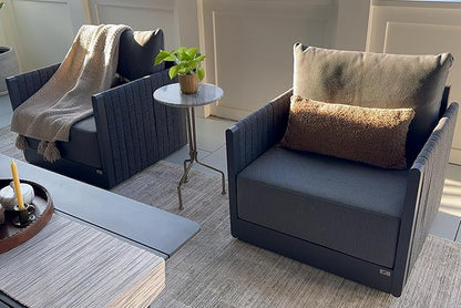 PURPLE LEAF 6 Pieces Patio Conversation Sets PP Rope Patio Sofa Sectional Set with Cushion Patio Conversation Set for Garden Poolside Backyard Gray